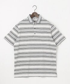 JOSEPH ABBOUD 【キングサイズ・吸水速乾】リネンマルチボーダー ポロシャツ