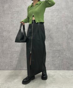 WEGO FレザーWZIPロングスカート
