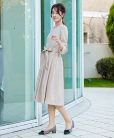 Tiaclasse L 【洗える】花柄刺繍フレアワンピース