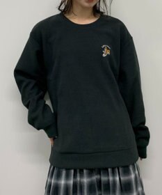 WEGO 【ユニセックス着用ITEM】ワッフルフリースOP刺繍クルートレーナー