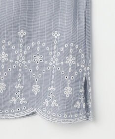 J.PRESS LADIES S ストライプ×エンブロイダリー クルーネック ブラウス