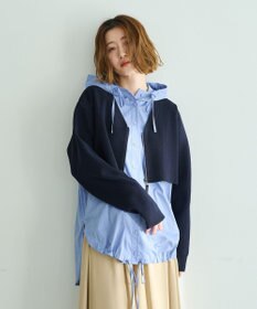 YECCA VECCA ZIPニットレイヤードフーディーシャツ