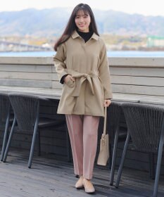 Tiaclasse ステンカラーフレアミドルコート