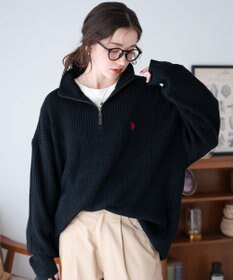 WEGO U.S. POLO ASSN.|別注畔編みハーフジップセーター