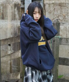 WEGO 裏起毛グラフィックビッグプルパーカー