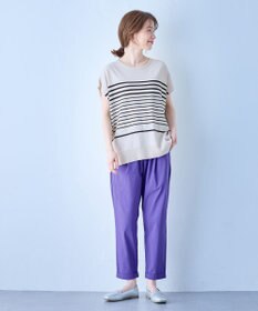 ANY L 【洗濯機可/接触冷感/UVカット/アンチピリング】フレンチスリーブニットプルオーバー