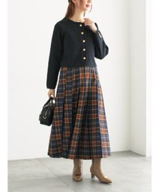 Te chichi チェックアソートロングプリーツスカート