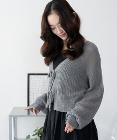 WEGO 【25年秋冬新作】モヘアタッチ2WAYリボンカーデ