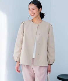 組曲 S コットンライクツイル ノーカラーショート丈コート