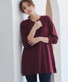 Tiaclasse L 【洗える】キーネックラメニットチュニック