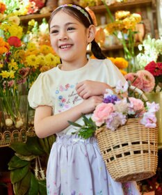 ANY KIDS フラワー 刺繍 Tシャツ