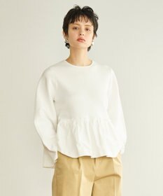 #Newans 【洗える】コンビネーションペプラムチュニックニット