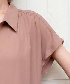 Tiaclasse L 【洗える】フレンチスリーブシャツチュニックブラウス