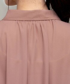 Tiaclasse L 【洗える】フレンチスリーブシャツチュニックブラウス