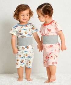 MIKI HOUSE HOT BISCUITS 【80-120cm】 リゾートビーンズ 腹巻き付き タック天竺素材 半袖パジャマ