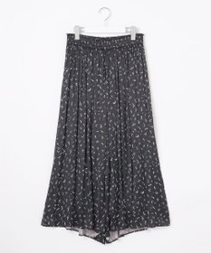 自由区 L 【ウエストゴム・長さ調整可・洗える】ビンテージサテンプリント柄 ガウチョパンツ