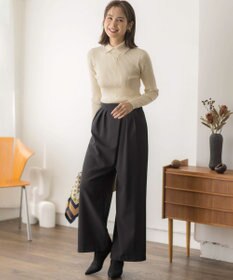 組曲 【前後着用・手洗い可】ELENAスパンコール襟デザイン ニット