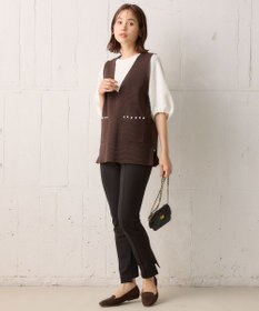 組曲 【洗える】レリーフスリーブジャージー カットソー