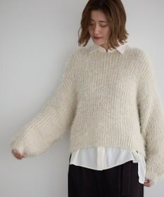 YECCA VECCA ラメシャギーボートネックニット