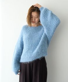 YECCA VECCA ラメシャギーボートネックニット