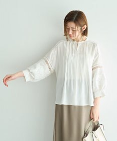 YECCA VECCA レース切替スキッパーブラウス