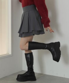 WEGO ハイウエスト2段プリーツスカパン