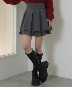 WEGO ハイウエスト2段プリーツスカパン