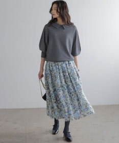 組曲 ヘアリーフラワープリント スカート ブルー系5