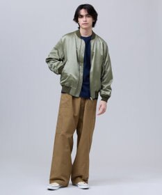 J.PRESS MEN 【J.PRESS ORIGINALS】Bleach Viscose Cotton Satin Flight Jacket / Japan Made