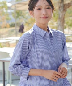 Tiaclasse はしごレースストライプシャツチュニック