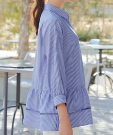 Tiaclasse はしごレースストライプシャツチュニック