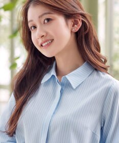 Tiaclasse はしごレースストライプシャツチュニック