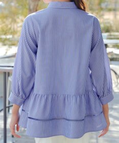 Tiaclasse はしごレースストライプシャツチュニック