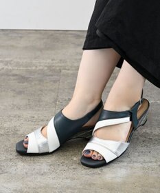 Pointer 日本製 本革ウエッジヒールサンダル