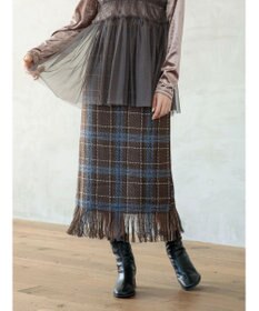 Green Parks ・ＳＵＧＡＲ　ＳＰＯＯＮ　チェックフリンジスカート