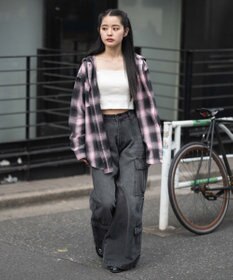 WEGO フードチェックシャツ