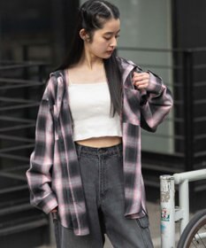 WEGO フードチェックシャツ