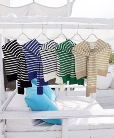 Tiaclasse 肩掛けボーダーフェイクカーデ