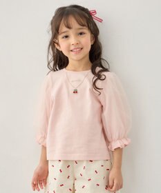 ANY KIDS チュール袖 七分Tシャツ