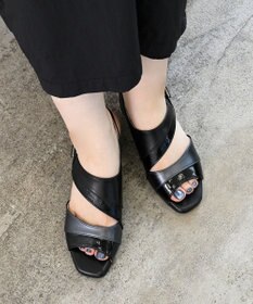 Pointer 日本製 本革ウエッジヒールサンダル