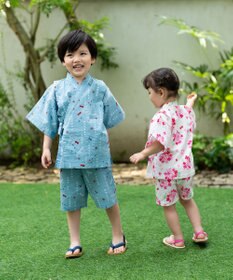MIKI HOUSE HOT BISCUITS 【ミキハウス】【80-150cm】 アジサイ柄甚平スーツ