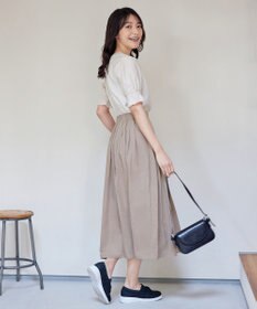 Tiaclasse 【軽撥水・汚れ防止】ランダムタックロングスカート