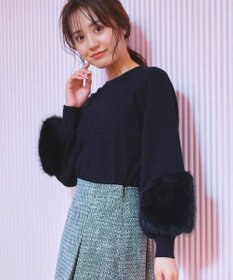 Feroux 【洗える】ファースリーブ ニットプルオーバー