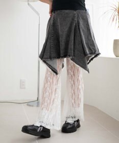 WEGO 【ウエストゴム】イレヘムデニムミニスカート