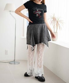 WEGO 【ウエストゴム】イレヘムデニムミニスカート