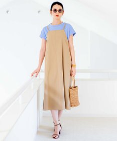 組曲 L 【洗える・シワになりにくい】リネン混オックスストレッチ キャミワンピース