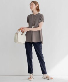 23区 【洗える】リネンレーヨンストレッチ テーパード パンツ