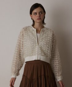 GRACE CONTINENTAL フリンジニットzipカーディガン