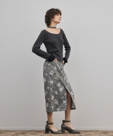 GRACE CONTINENTAL ボタニカルジャガードスカート
