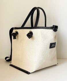 Hekhèr Le Style de Vie 【日本製 / 2WAY】コットンキャンバス×シュリンクレザー ノットハンドバッグ medium